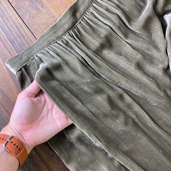 Zadig & Voltaire Joslin Velvet Midi Skirt Brown Green High Low Lace Trim Size 40 - Picture 8 of 15